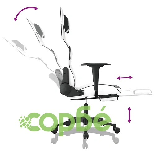 Масажен гейминг стол с опора за крака Бял-черно изкуствена кожа ➤ топ цена ➤ sorbe.bg