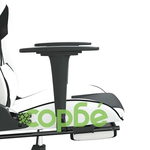 Масажен гейминг стол с опора за крака Бял-черно изкуствена кожа ➤ топ цена ➤ sorbe.bg