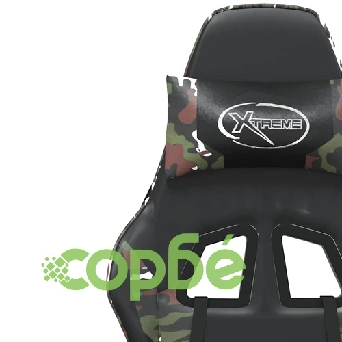 Масажен гейминг стол с опора черно-камуфлаж изкуствена кожа ➤ топ цена ➤ sorbe.bg