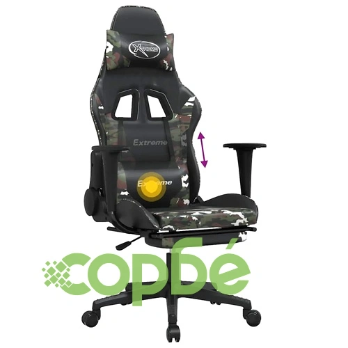 Масажен гейминг стол с опора черно-камуфлаж изкуствена кожа ➤ топ цена ➤ sorbe.bg