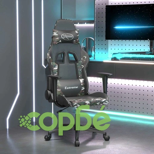 Масажен гейминг стол с опора черно-камуфлаж изкуствена кожа ➤ топ цена ➤ sorbe.bg