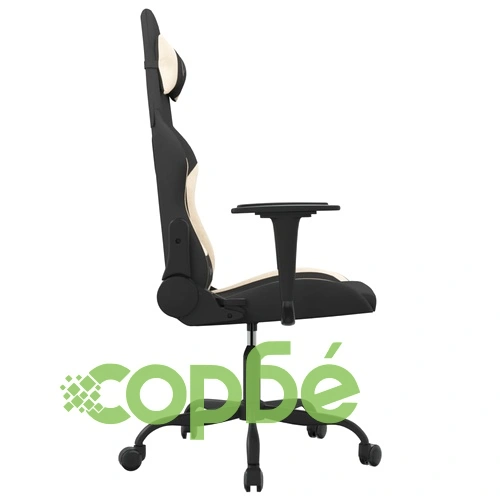 Масажен гейминг стол, черно и кремаво, плат ➤ топ цена ➤ sorbe.bg