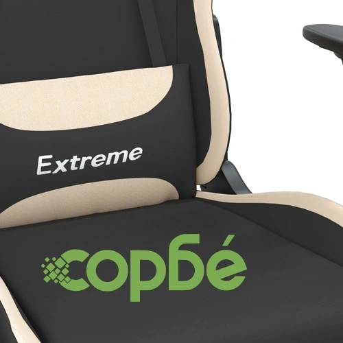 Масажен гейминг стол, черно и кремаво, плат ➤ топ цена ➤ sorbe.bg