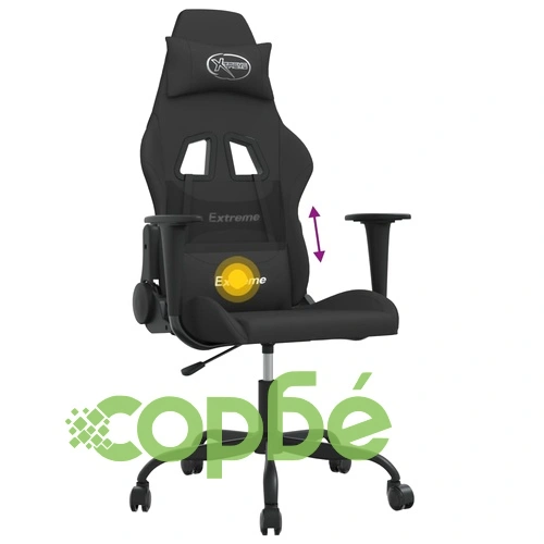 Масажен гейминг стол, черен, плат ➤ топ цена ➤ sorbe.bg