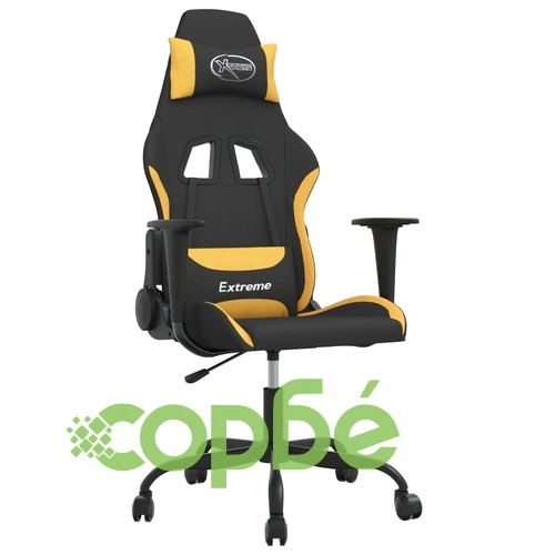 Масажен гейминг стол, черно и жълто, плат ➤ топ цена ➤ sorbe.bg