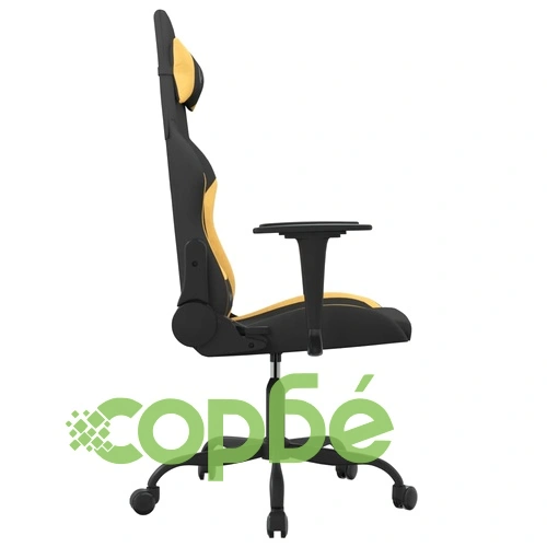 Масажен гейминг стол, черно и жълто, плат ➤ топ цена ➤ sorbe.bg