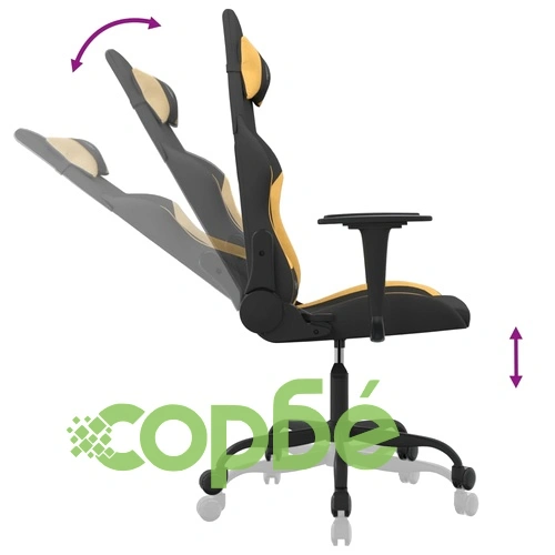 Масажен гейминг стол, черно и жълто, плат ➤ топ цена ➤ sorbe.bg