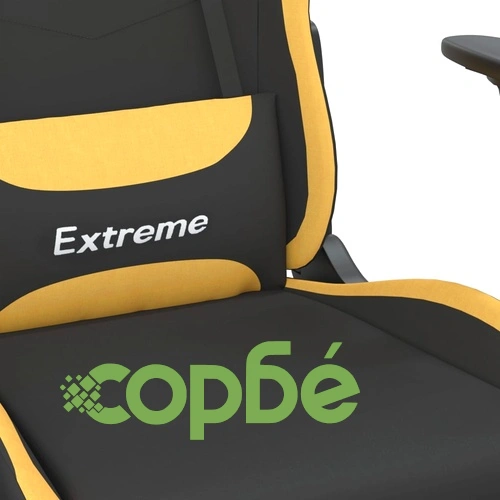 Масажен гейминг стол, черно и жълто, плат ➤ топ цена ➤ sorbe.bg