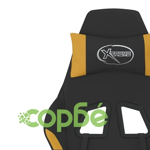 Масажен гейминг стол, черно и жълто, плат ➤ топ цена ➤ sorbe.bg