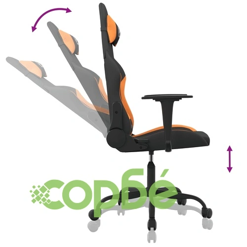 Масажен гейминг стол, черно и оранжево, плат ➤ топ цена ➤ sorbe.bg