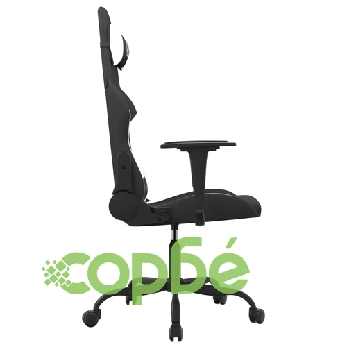 Масажен гейминг стол, черно и бяло, плат ➤ топ цена ➤ sorbe.bg