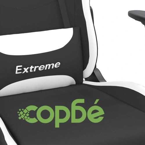 Масажен гейминг стол, черно и бяло, плат ➤ топ цена ➤ sorbe.bg