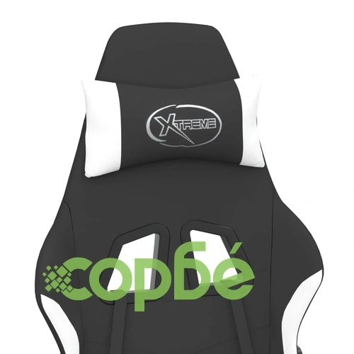 Масажен гейминг стол, черно и бяло, плат ➤ топ цена ➤ sorbe.bg