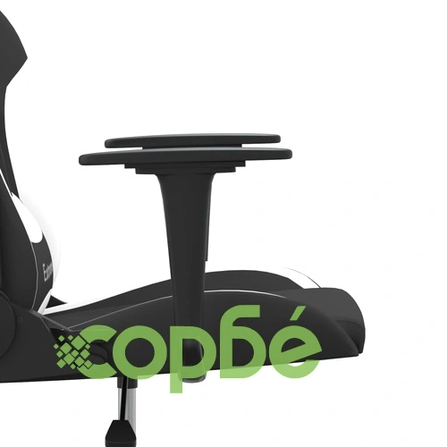 Масажен гейминг стол, черно и бяло, плат ➤ топ цена ➤ sorbe.bg