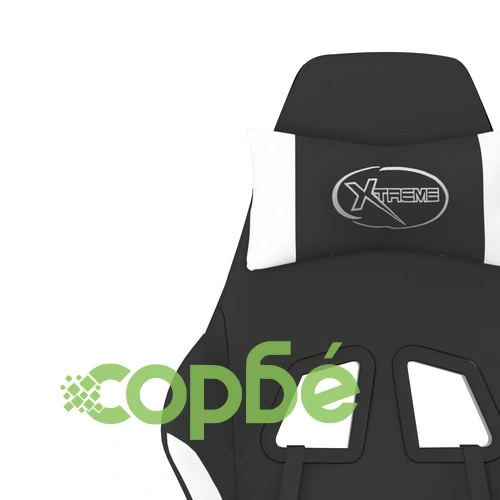 Масажен гейминг стол, черно и бяло, плат ➤ топ цена ➤ sorbe.bg