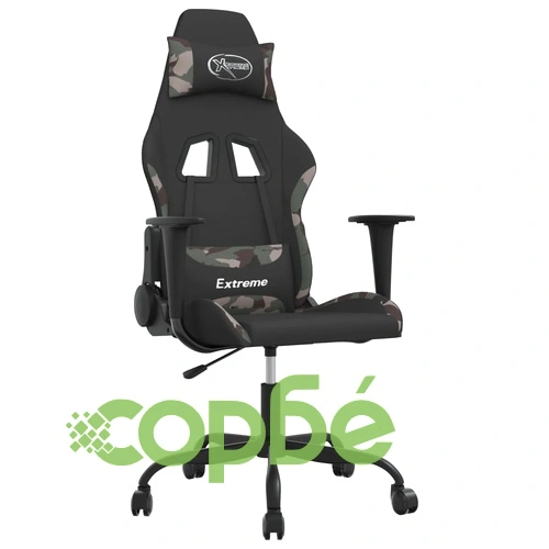 Масажен гейминг стол, черно и камуфлаж, плат ➤ топ цена ➤ sorbe.bg