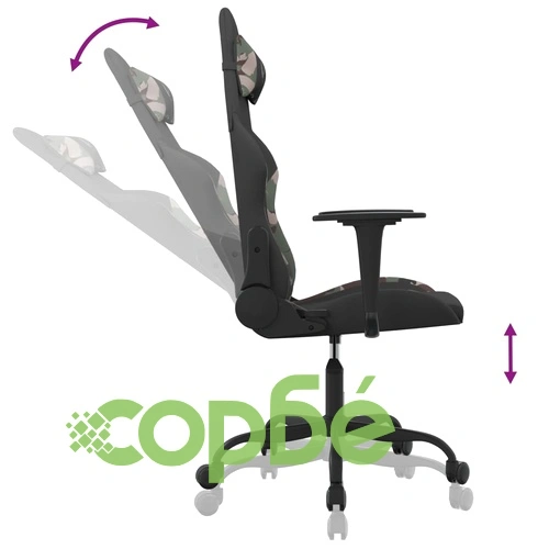 Масажен гейминг стол, черно и камуфлаж, плат ➤ топ цена ➤ sorbe.bg