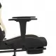 Масажен гейминг стол с опора за крака, черно и кремаво, плат