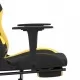 Масажен гейминг стол с опора за крака, черно и жълто, плат