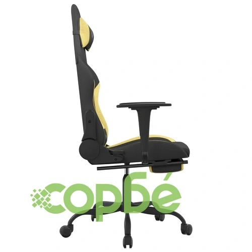 Масажен гейминг стол с поставка черно и светлосиво текстил ➤ топ цена ➤ sorbe.bg