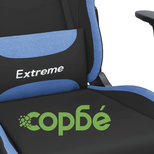 Масажен гейминг стол с опора за крака черно и синьо плат ➤ топ цена ➤ sorbe.bg