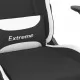 Масажен гейминг стол с опора за крака черно и бяло плат