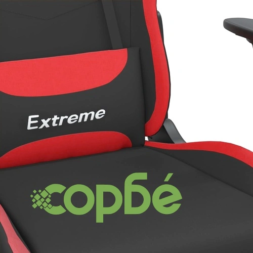 Масажен гейминг стол с опора за крака черно и червено плат ➤ топ цена ➤ sorbe.bg