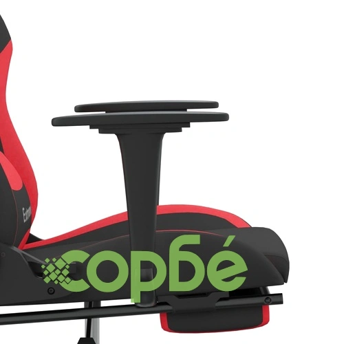 Масажен гейминг стол с опора за крака черно и червено плат ➤ топ цена ➤ sorbe.bg