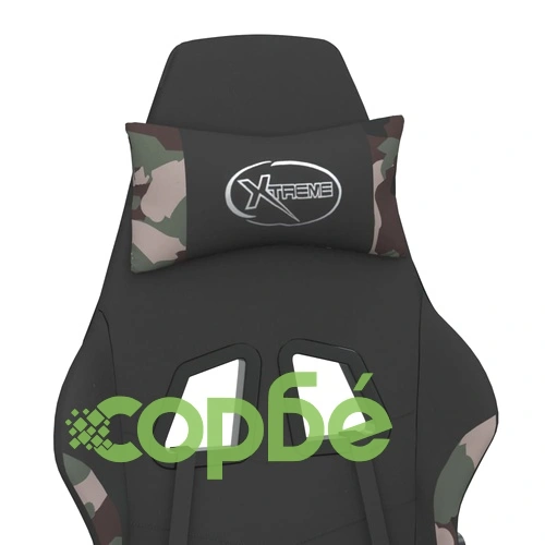 Масажен гейминг стол с опора за крака черно и камуфлаж плат ➤ топ цена ➤ sorbe.bg