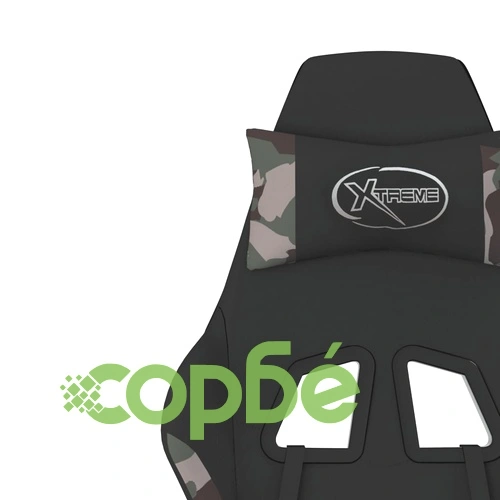 Масажен гейминг стол с опора за крака черно и камуфлаж плат ➤ топ цена ➤ sorbe.bg