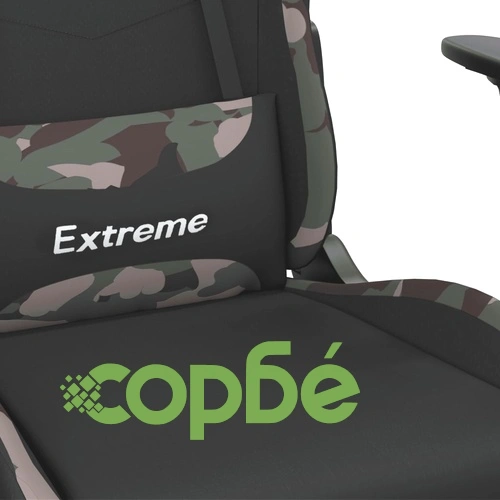 Масажен гейминг стол с опора за крака черно и камуфлаж плат ➤ топ цена ➤ sorbe.bg