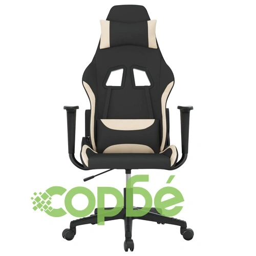 Масажен гейминг стол, черно и кремаво, плат ➤ топ цена ➤ sorbe.bg