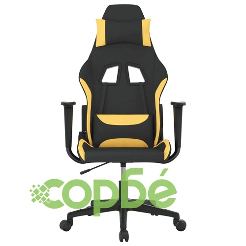 Масажен гейминг стол, черно и жълто, плат ➤ топ цена ➤ sorbe.bg