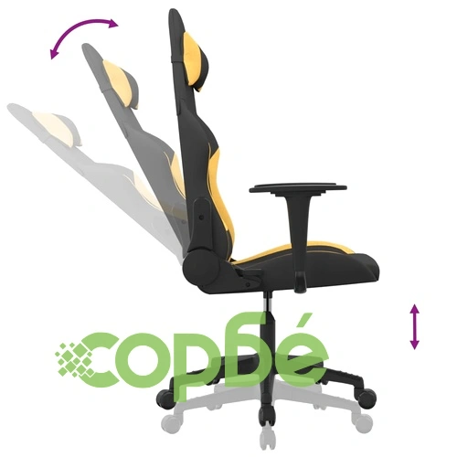 Масажен гейминг стол, черно и жълто, плат ➤ топ цена ➤ sorbe.bg