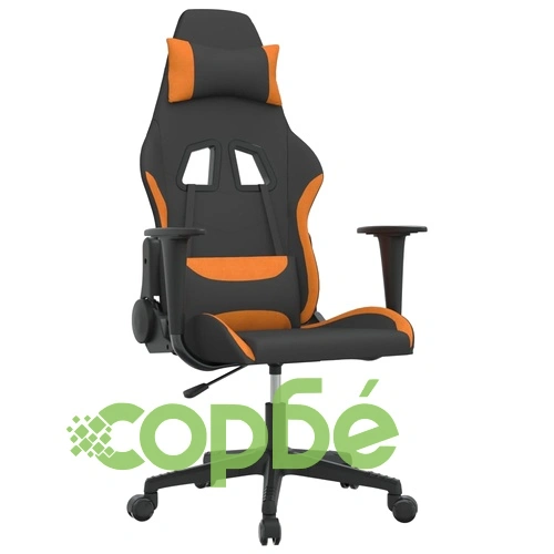 Масажен гейминг стол, черно и оранжево, плат ➤ топ цена ➤ sorbe.bg