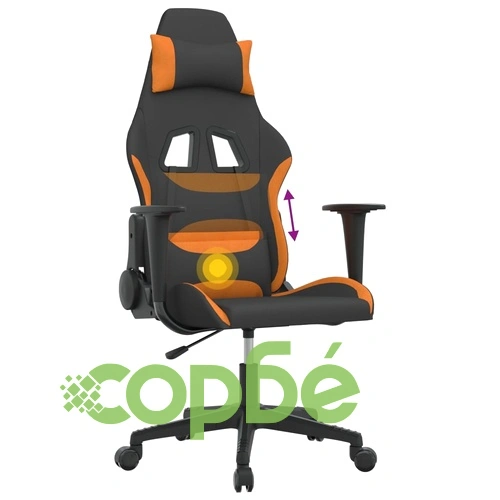 Масажен гейминг стол, черно и оранжево, плат ➤ топ цена ➤ sorbe.bg