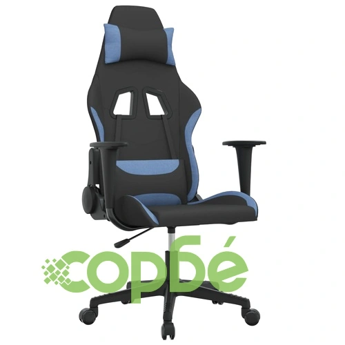 Масажен гейминг стол, черно и синьо, плат ➤ топ цена ➤ sorbe.bg