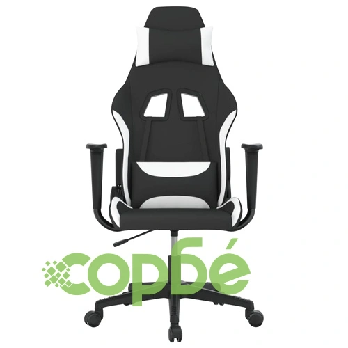 Масажен гейминг стол, черно и бяло, плат ➤ топ цена ➤ sorbe.bg