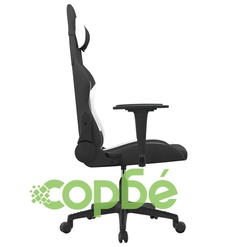 Масажен гейминг стол, черно и бяло, плат ➤ топ цена ➤ sorbe.bg