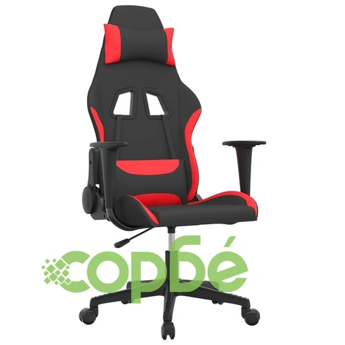 Масажен гейминг стол, черно и червено, плат ➤ топ цена ➤ sorbe.bg