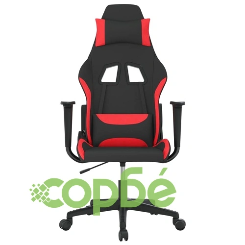 Масажен гейминг стол, черно и червено, плат ➤ топ цена ➤ sorbe.bg