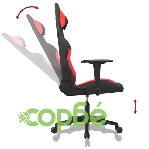 Масажен гейминг стол, черно и червено, плат ➤ топ цена ➤ sorbe.bg