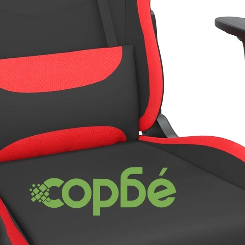 Масажен гейминг стол, черно и червено, плат ➤ топ цена ➤ sorbe.bg