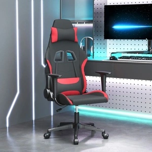 Масажен гейминг стол, черно и червено, плат