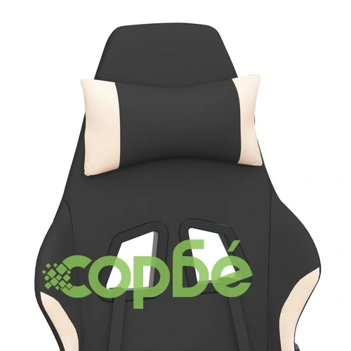 Масажен гейминг стол с опора за крака, черно и кремаво, плат ➤ топ цена ➤ sorbe.bg