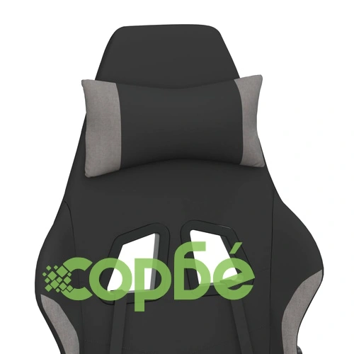 Масажен гейминг стол с поставка черно и светлосиво текстил ➤ топ цена ➤ sorbe.bg