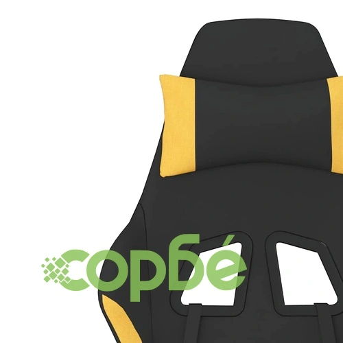 Масажен гейминг стол с опора за крака, черно и жълто, плат ➤ топ цена ➤ sorbe.bg