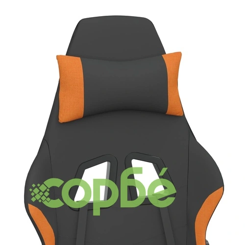 Масажен гейминг стол с опора за крака, черно и оранжево, плат ➤ топ цена ➤ sorbe.bg