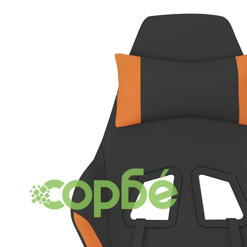 Масажен гейминг стол с опора за крака, черно и оранжево, плат ➤ топ цена ➤ sorbe.bg