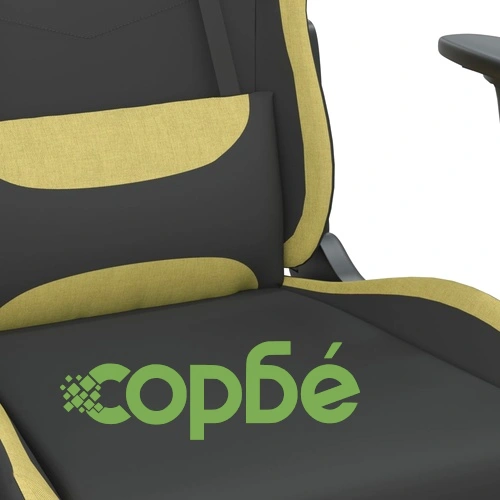 Масажен гейминг стол с поставка черно и светлосиво текстил ➤ топ цена ➤ sorbe.bg